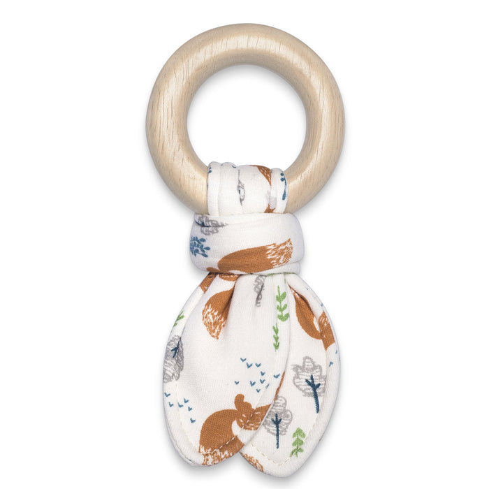 Apple Park Organic Cotton Fabric Teething Ring Arctic Fox Boy