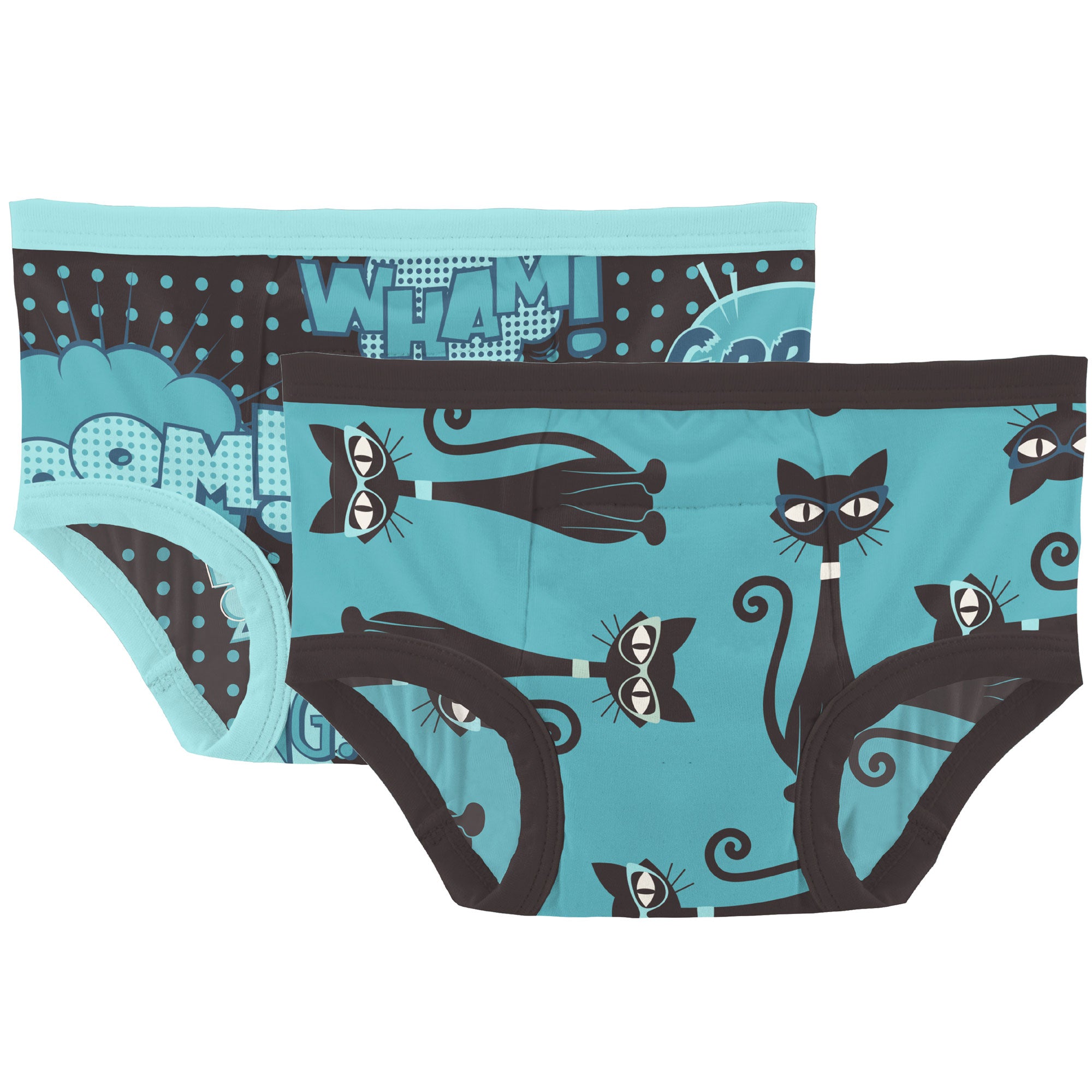 Kickee Pants Training Pants Set - Midnight Comic Onomatopoeia & Glacier Cool Cats