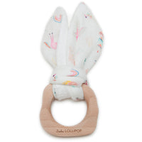 Loulou Lollipop Bunny Ear Teething Ring Unicorn Dream