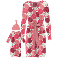 Kickee Pants Women's Maternity/Nursing Robe & Layette Gown Set - Natural Dahlias