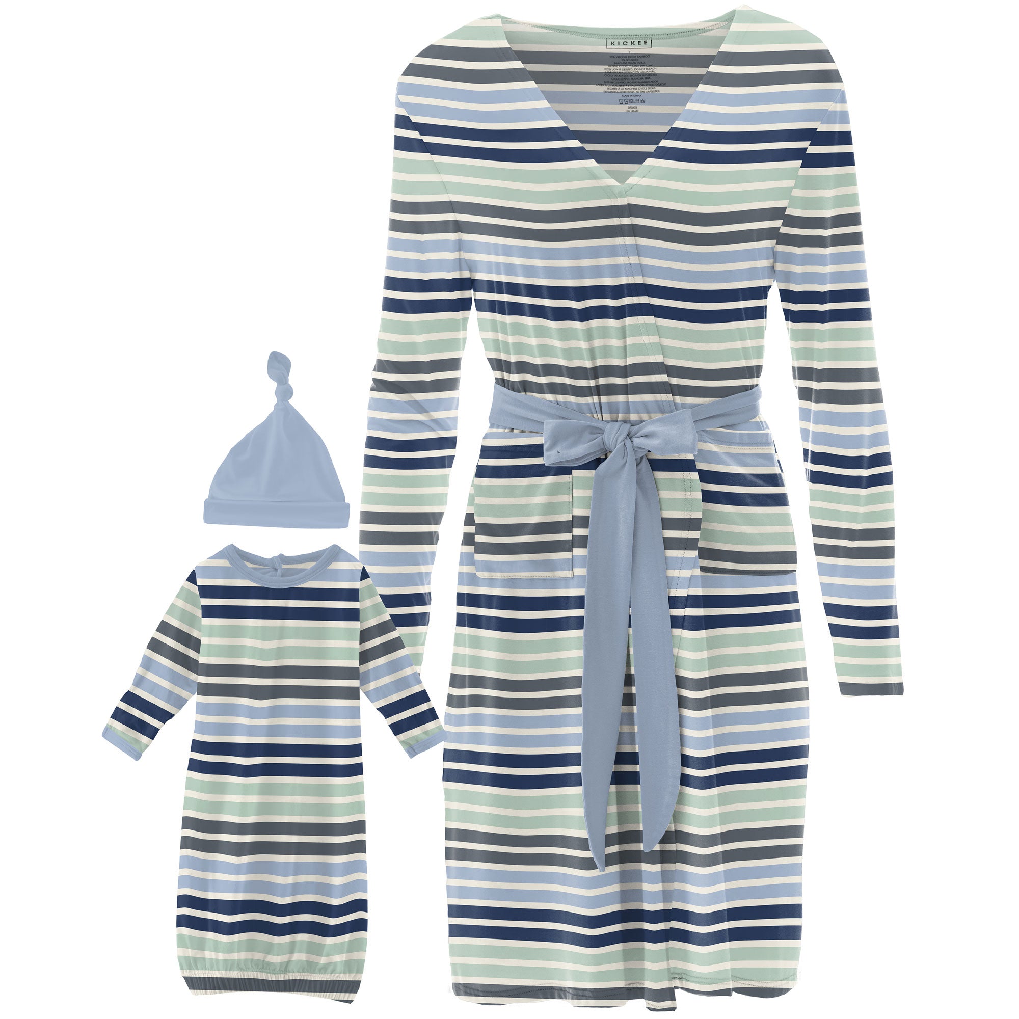 Kickee Pants Women's Maternity/Nursing Robe & Layette Gown Set - Fairground Stripe
