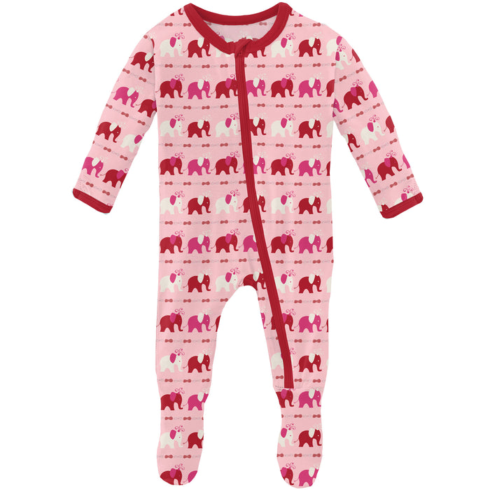 Kickee Pants Footie with Zipper - Calypso Elephant