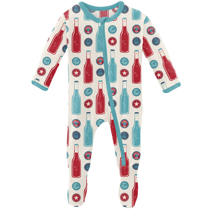 Kickee Pants Footie with Zipper - Natural Soda Pop