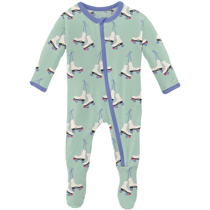 Kickee Pants Footie with Zipper - Pistachio Roller Skates