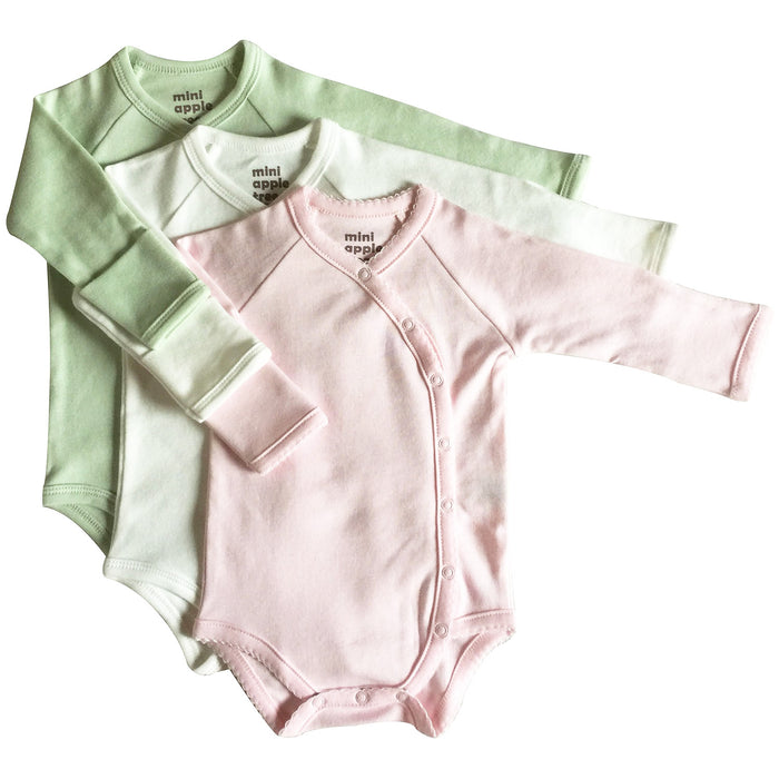  Organic Baby Essentials Kimono Bodysuit 3 PACK (Pink, Cream, Sage)