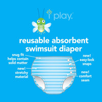 Ruffle Snap Reusable Swimsuit Diaper - Light Aqua Swan